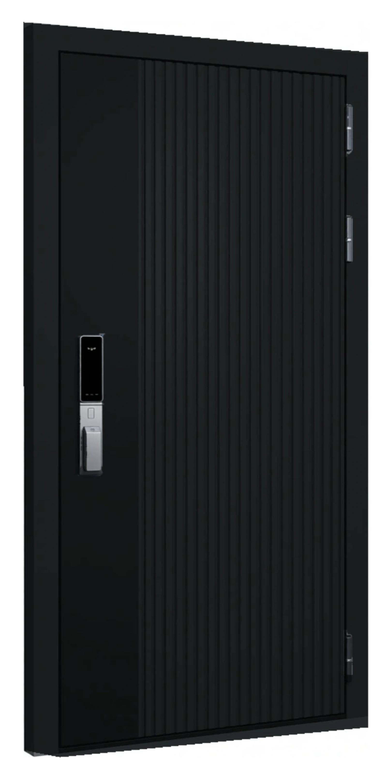 Стальная дверь «Нейро» с умным замком графитно-чёрный